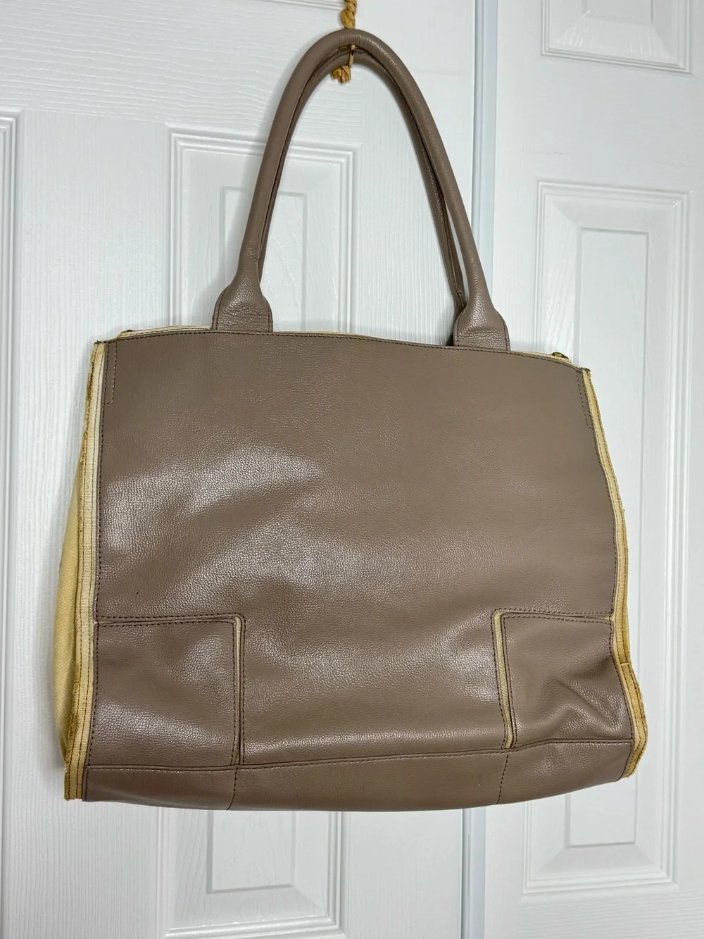 Tory Burch Ella Leather And Canvas Tote Bag